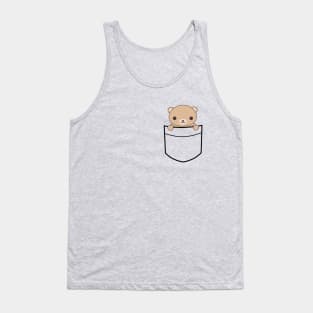 Cute Pocket Brown Bear T-Shirt Tank Top